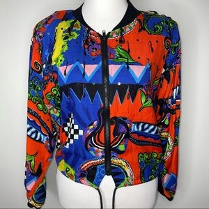Speed Limit MPH  Floral Beaded Zip Up Bomber
